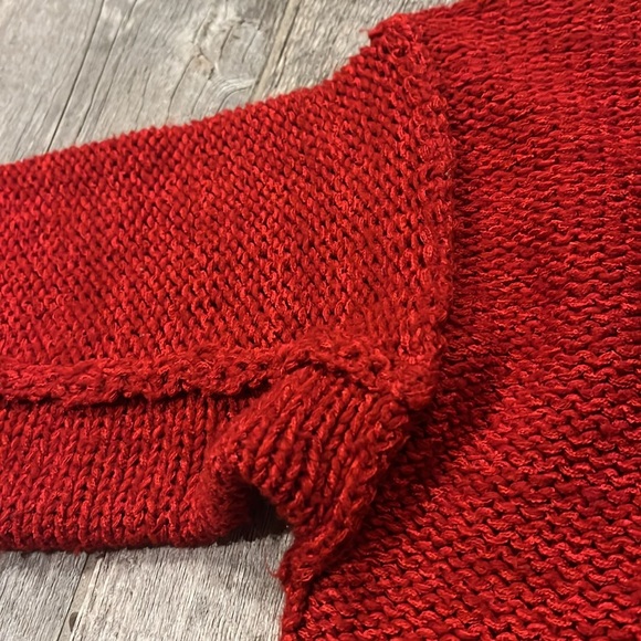 Easel Vibrant Scarlet Red Oversized Exposed Seam Round Neck Sweater - Picture 10 of 13